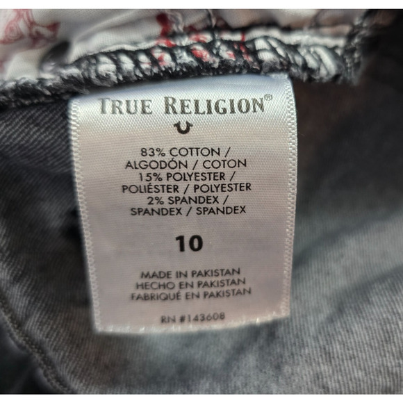 True Religion Gino Jeans Women's 10 Black Distressed Relaxed Slim - Picture 8 of 16